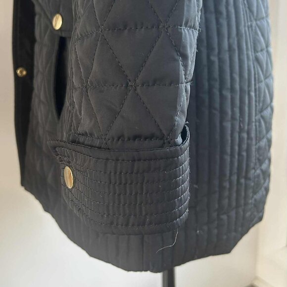 London Fog Black Quilted Field Jacket w/ Removable Hood and Gold Hardware – US S - Picture 14 of 15